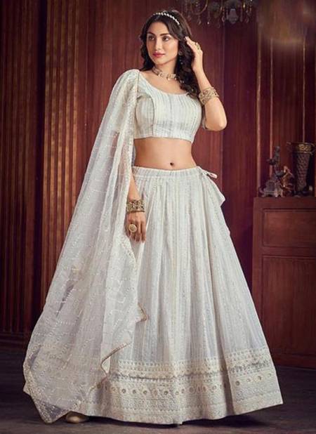 White Colour MOON WALK Fancy Designer Wedding Wear Redymade Lahenga Choli Collection 1001
